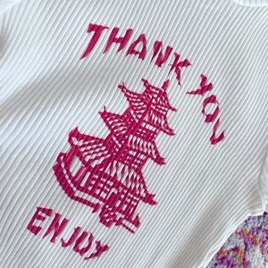 White Form Fitting Dress with Thank you